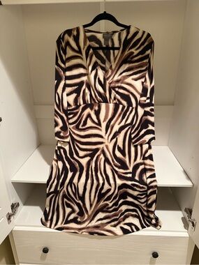 Chico's Additions Zebra-Print Dress in Cream and Brown